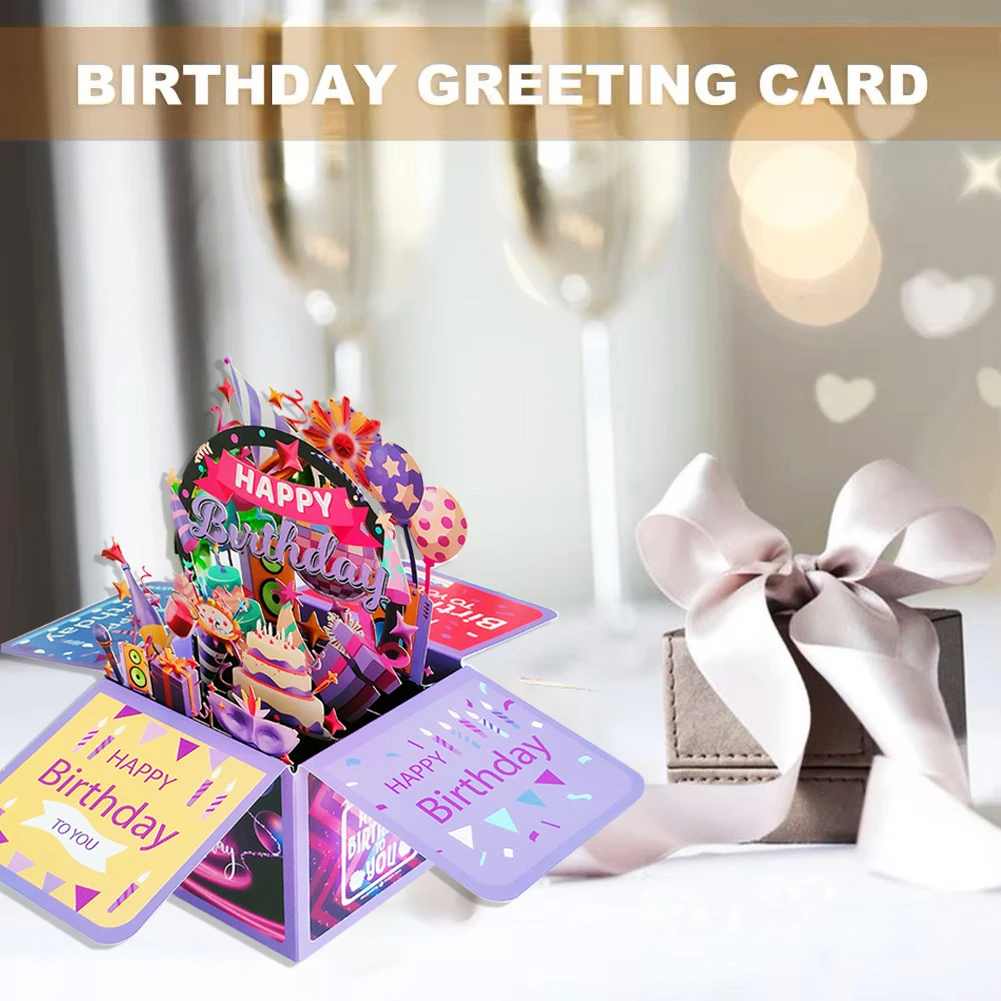 3D Pop Up Happy Birthday Grußkarte Geschenk Grußkarten zum Geburtstag mit Umschlag Segen Postkarte Partygeschenke – Detail 2