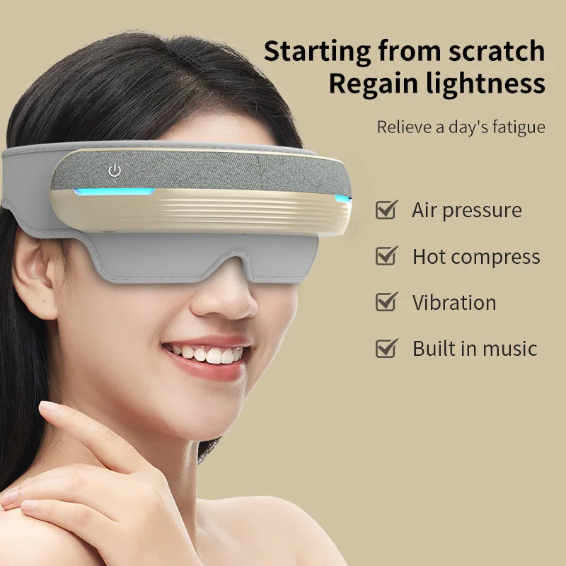 

Head Massager Eye Masks with Air Bags Heat 5 Massage Modes Relax Pressure Relief Removable Voice prompts Bluetooth