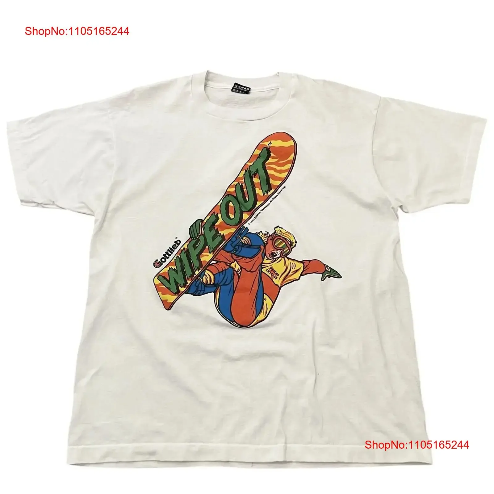 Vintage Wipe Out 1993 T shirt Gottlieb Pinball Game Snowboard Psycho Ski Club XL vintage Washed Versatile Comfortable fashion