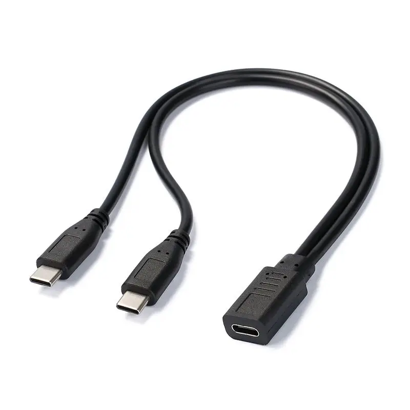 Type-C Female 1/2 Dual Port Charging Cable, Dual Port Android Micro USB Mini USB Dual Head T-shaped Driving Recorder Power Cable