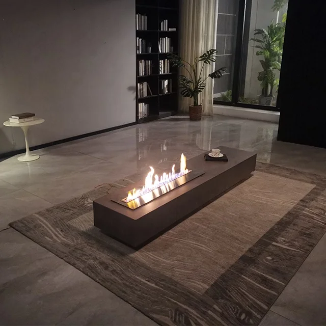 Intelligent Bio Ethanol Fireplace Insert, 100cm Stainless Steel, Remote Control Biofuel Burner, TUYA APP Ventless Fireplace