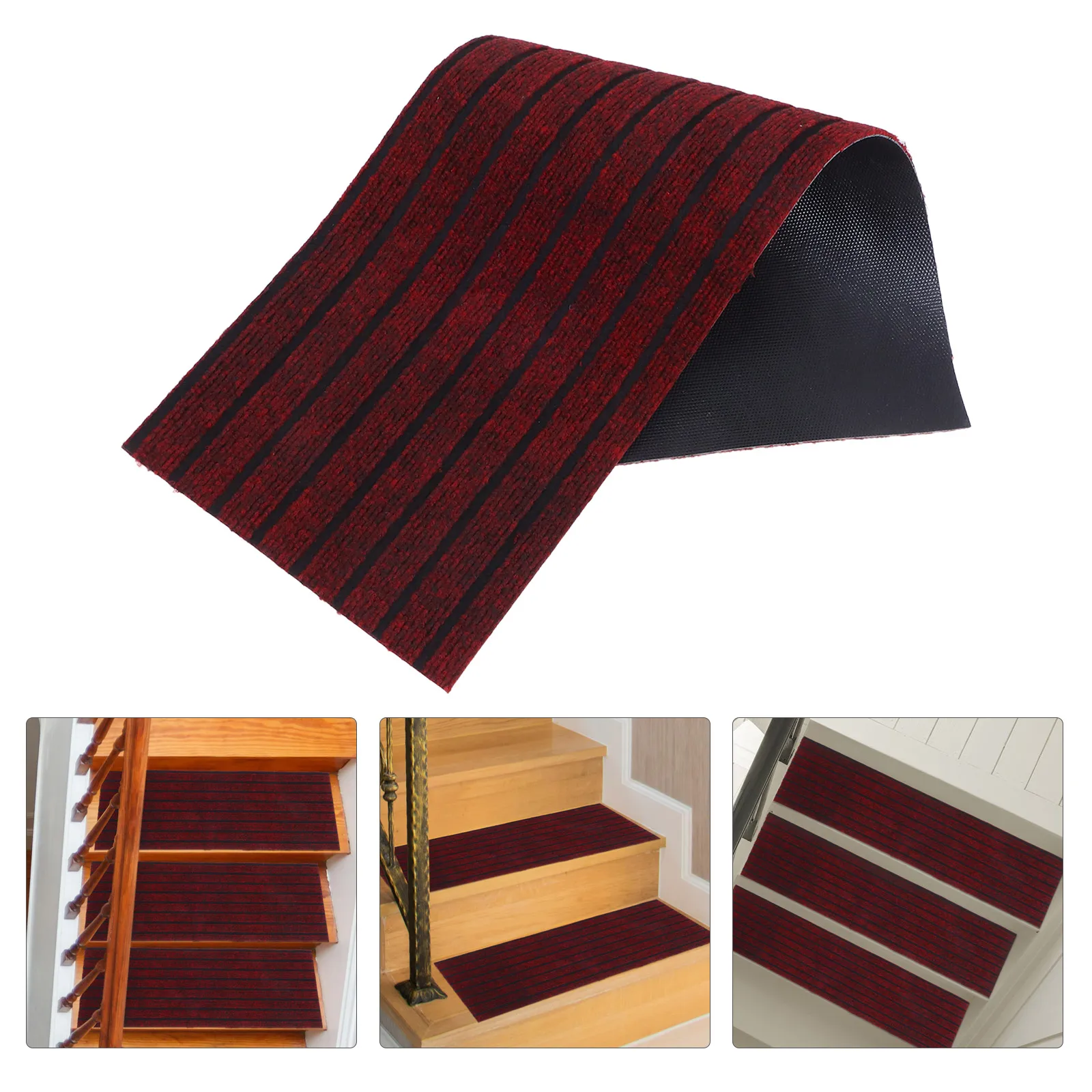 

2pcs Non-Slip Treads Safety Floor Mat Anti-Skid Step Pads Indoor Wood Stairs Removable Peel Stick Easy Install Runner Carpet
