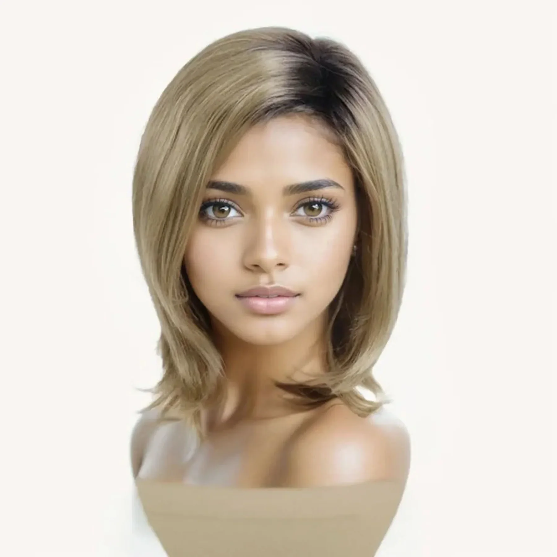 Short Bob Wig with Bangs Synthetic Blonde Wigs for Whte Women Natural Hairstyles Ombre Blond Wig Casual Haircuts Clearance Sale