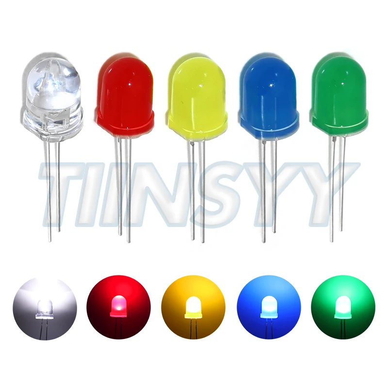 10MM LED Diode F10 Light Emitting Diodes Assorted Kit White Red Green Blue Yellow DIY Electronics Components