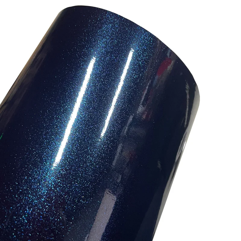 Premium Sparkle Glossy Metallic Ghost Midnight Blue Vinyl Wrap Film Selbstklebende Aufkleber Fahrzeug Auto Wrapping Folie – Detail 1