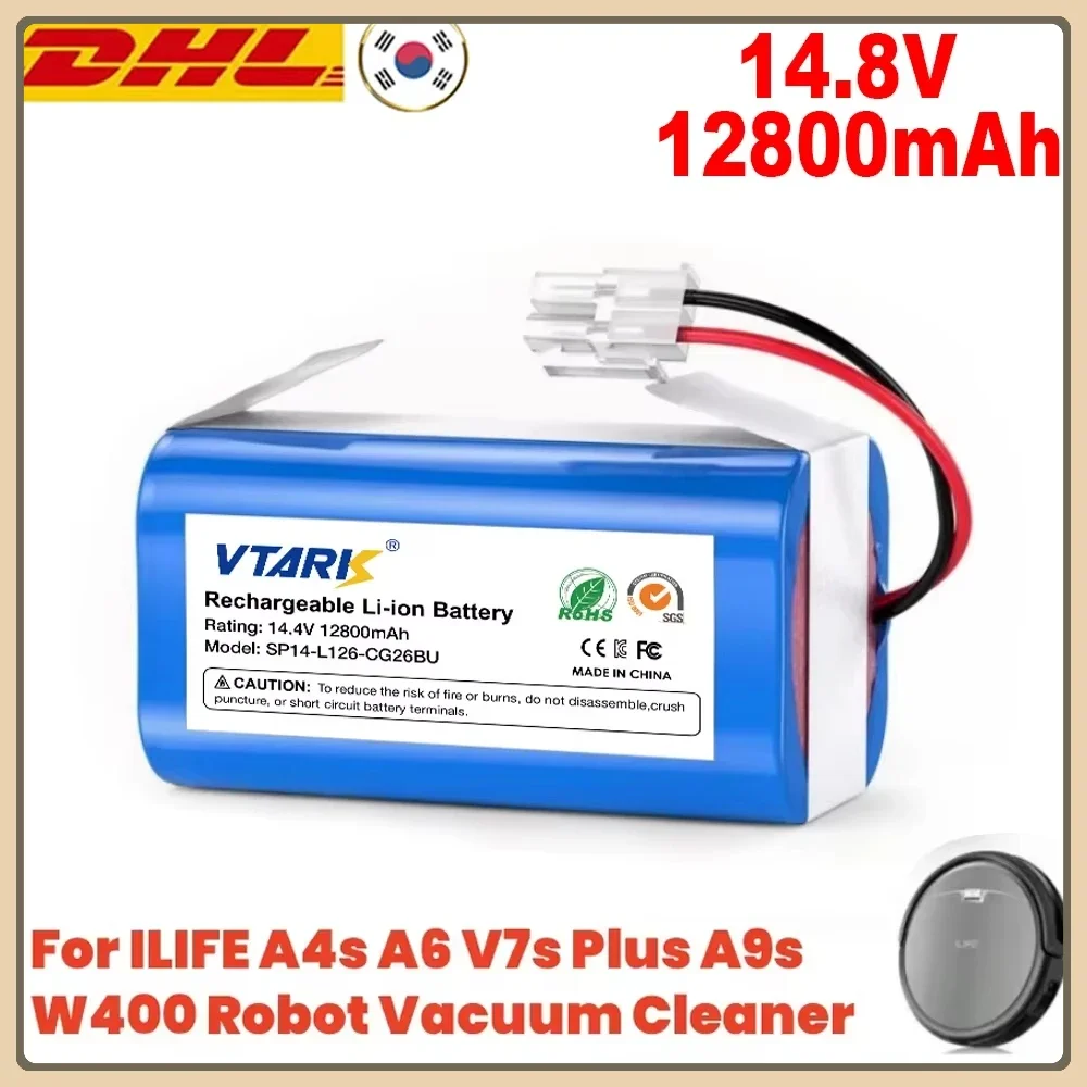

100%14.8V Battery For ILIFE A4s/A7/V7s Plus/V55 Pro/W400/A9s PX-B020 Robot Vacuum Cleaner 14.8v 12800mah Batteries CR130 Part
