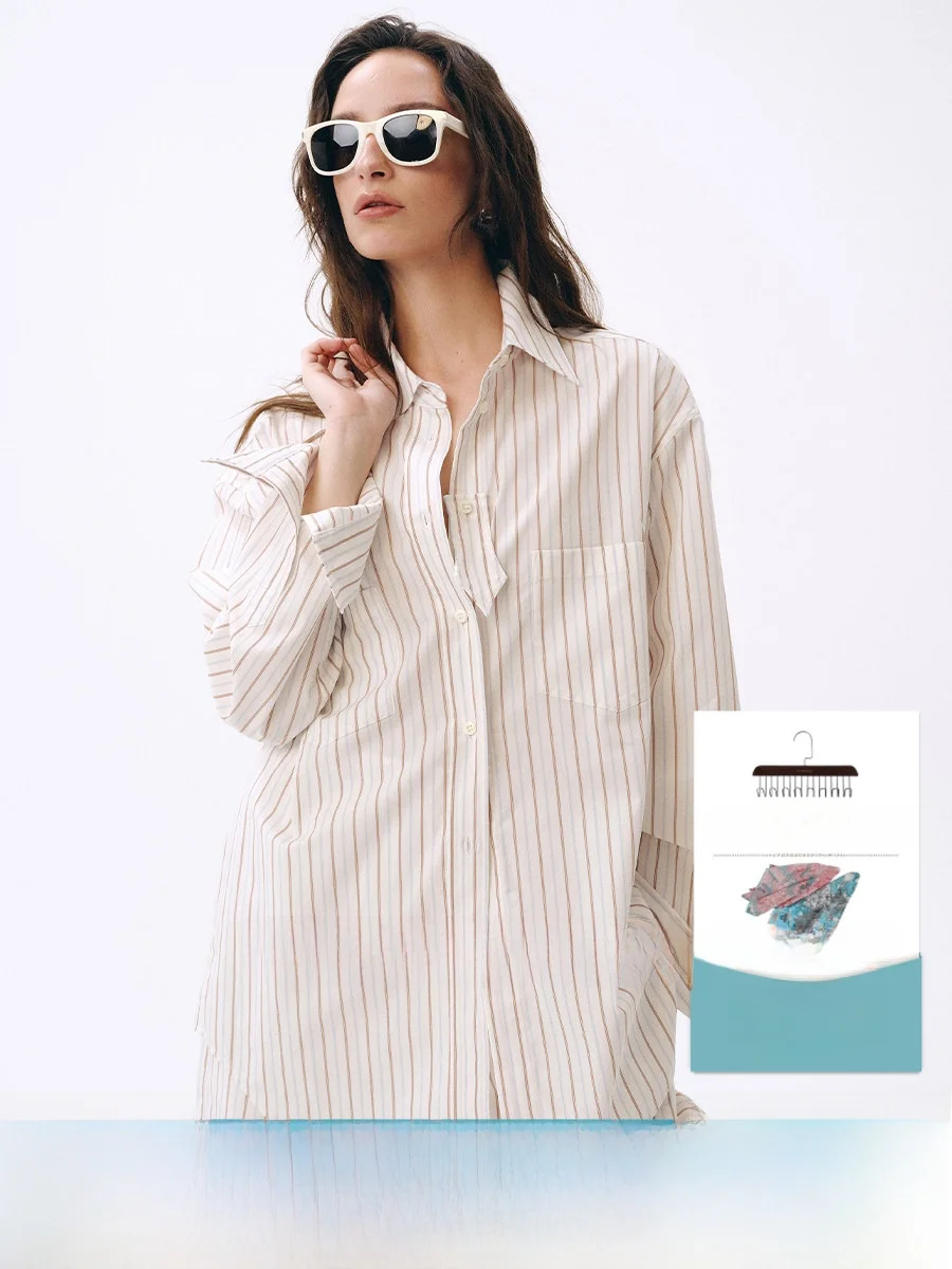 

Yasako Skin-friendly Silk Fashion Light Shirt Clockwise Design Multi-wear Comfortable Women's Shirt French Style Long Sleeve