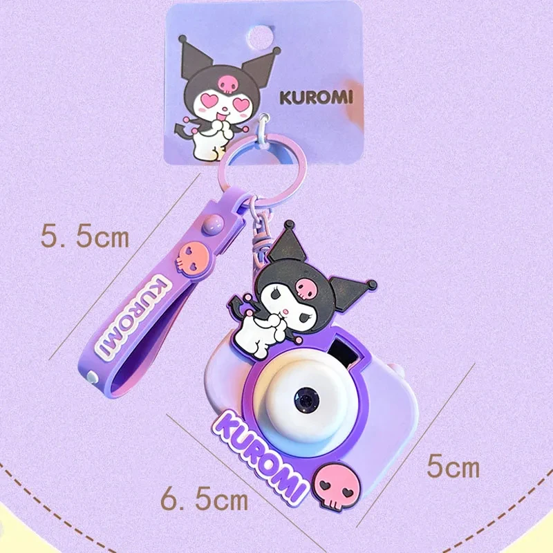 Sanrio Keychain Genuine Projection Camera Hello Kitty Sunset Light Ship Key Melody Kuromi Keyring Cinnamoroll Bag Pendant Gift