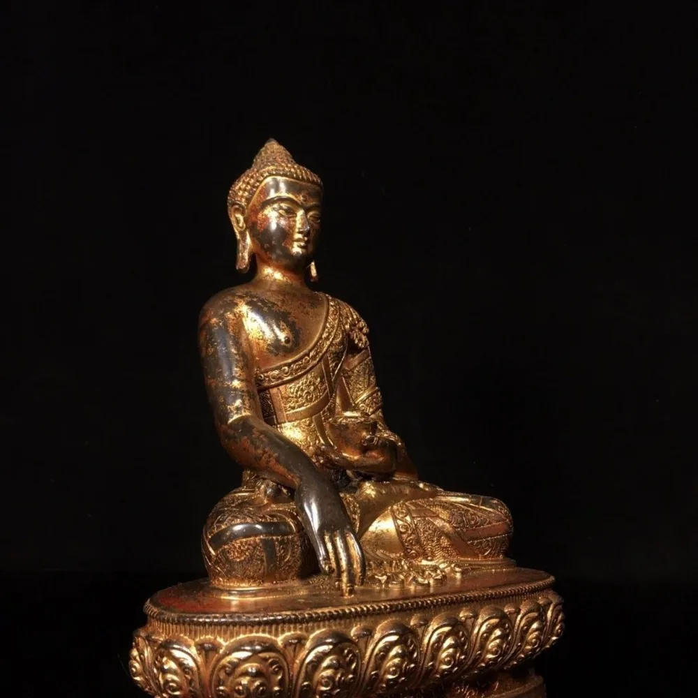 Exquisitely Crafted Statue of Shakyamuni Buddha with A Well-patinated, Antique Finish—perfect for Collectors and Home Decor