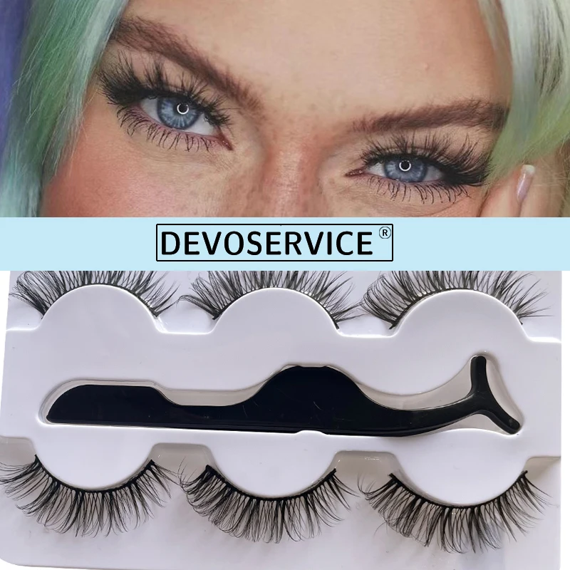 

3 Pairs Strip 3D Faux Mink Lashes Fluffy Natural False Eyelashes Extension Plastic Eyelash Clip Makeup Wholesale