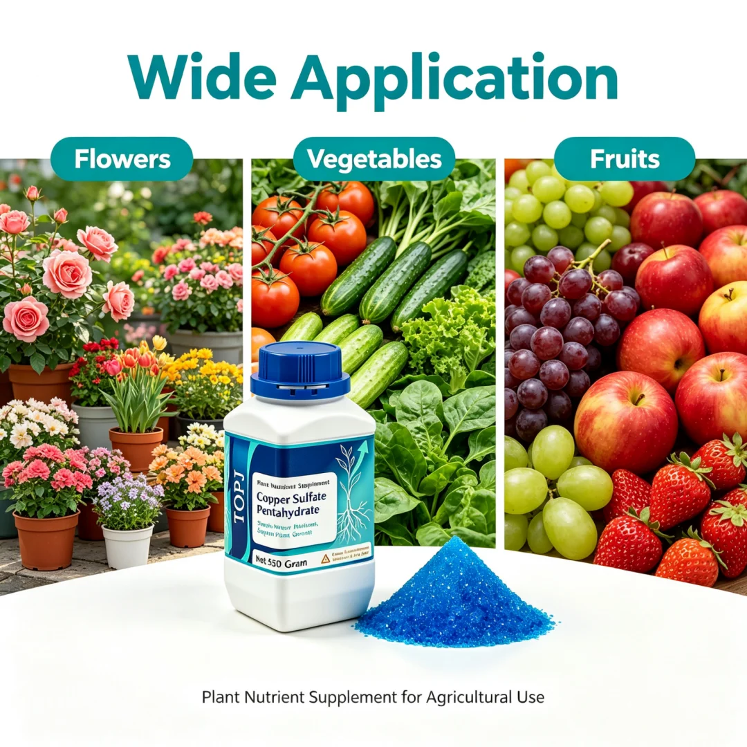 TOPJ Copper Sulphate Pentahydrate Crystal Trace Copper Nutrient For Potted Ornamental Flower Soil & Foliar Garden Fertilizer
