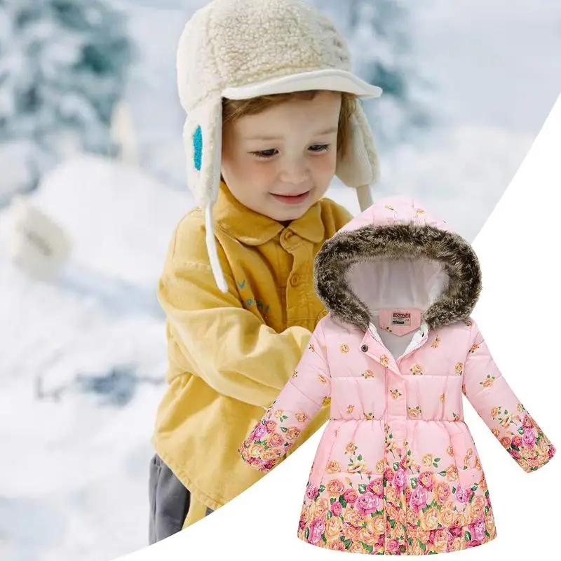 Boys Winter Coats Toddler Winter Snow Coat Outwear Soft Kids Winter Outdoor Coat With Hair Trim Hood For Girls Kids Boys