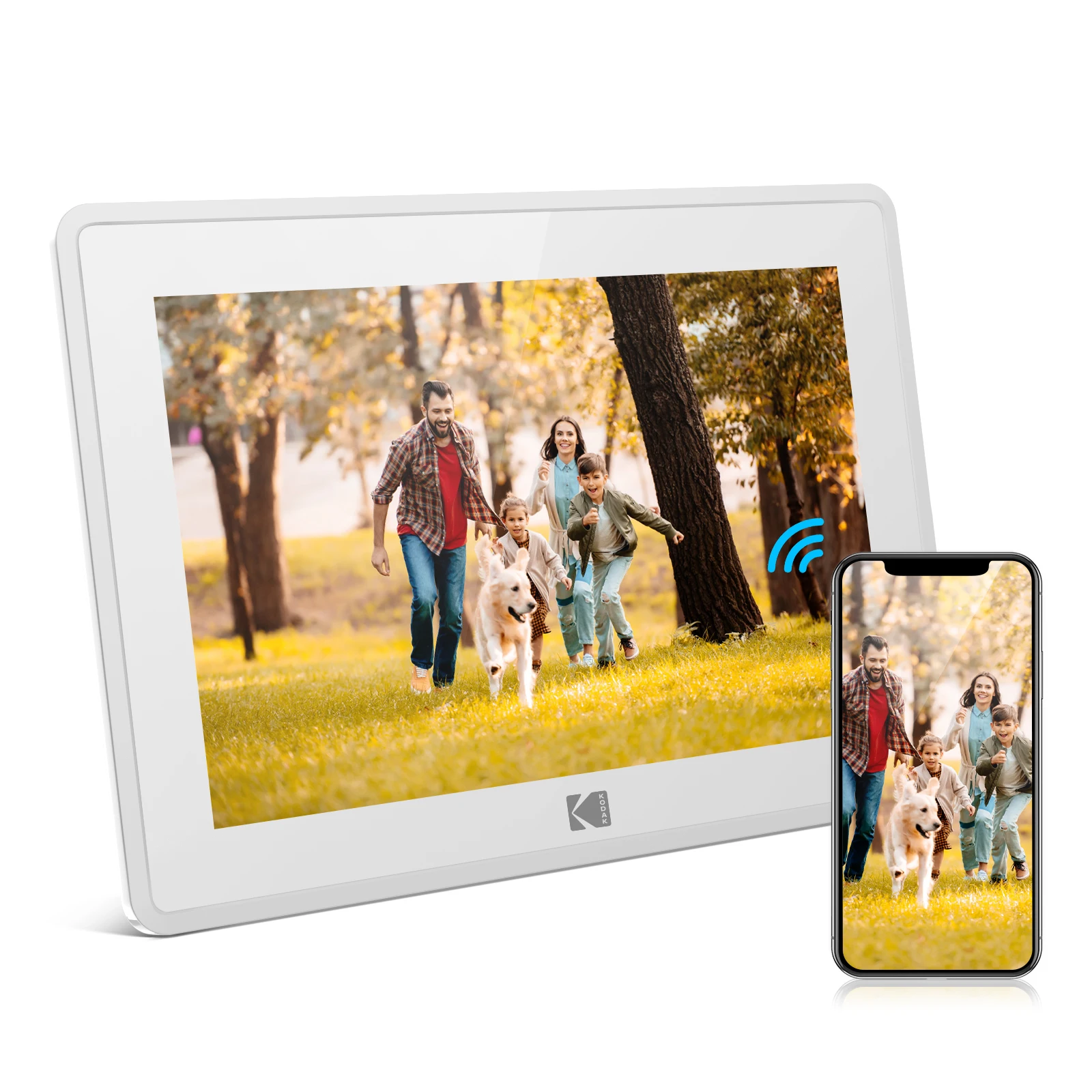 KODAK 10.1 Inch WiFi Digital Picture Frame, IPS Touch Screen HD Display with 16GB Storage, Share Video Clips and Photos Instantly Via E-Mail or App, Effortless to Set up - White