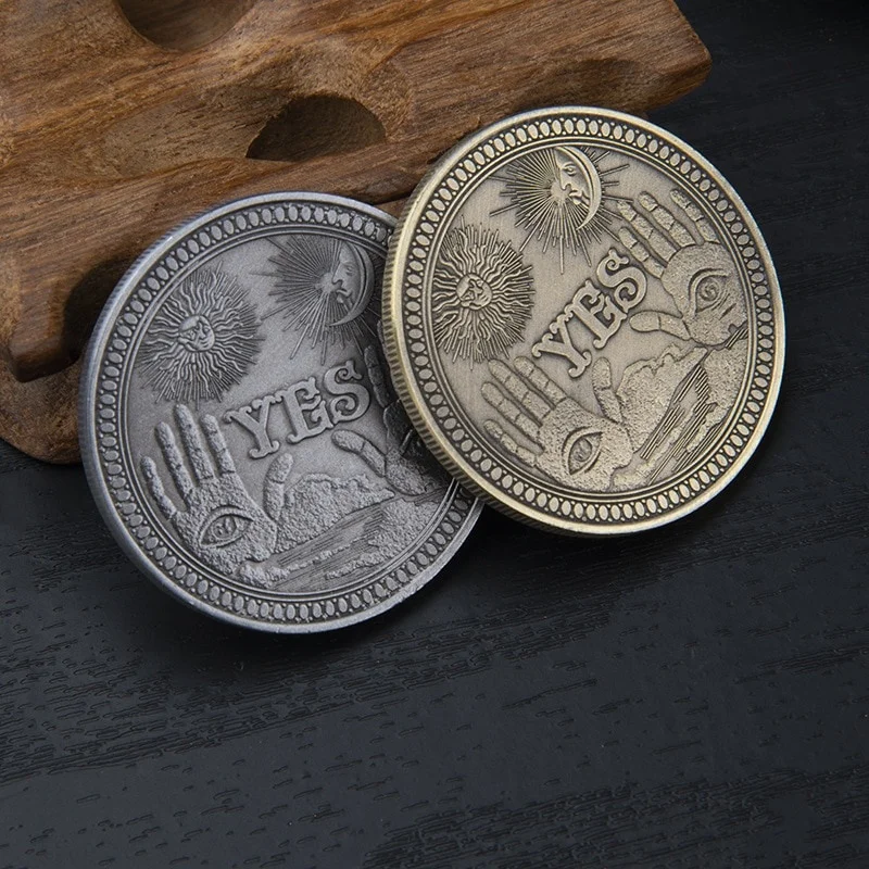 Yes/No Ouija Gothic Prediction Decision Coin All Seeing Eye or Death Angel Copy Coin