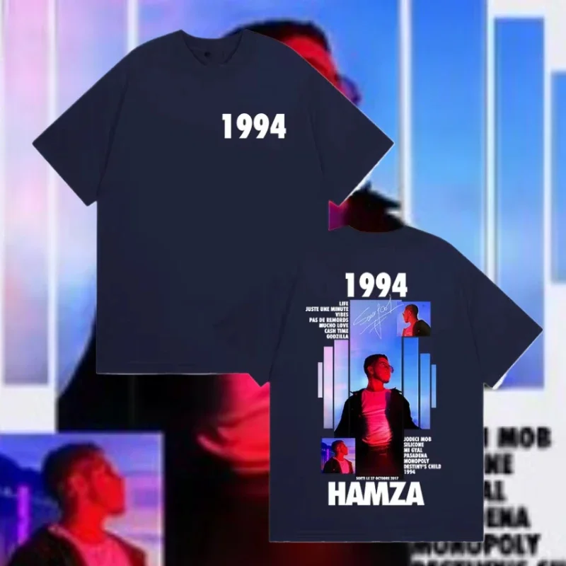 

Rapper HAMZA 1994 Tour Album 2025 T Shirts women's Retro Fashion Cotton Short Sleeve T-shirt Hip Hop O-Neck Clothing Tees