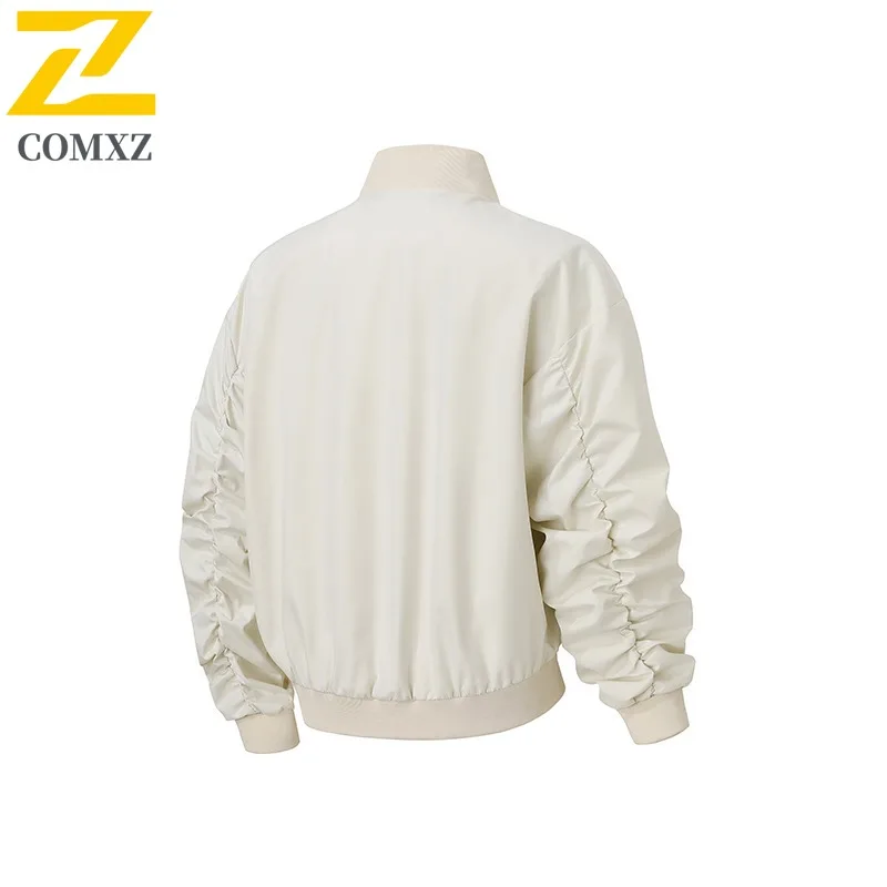 COMXZ Men Jacket 2025 New Lightweight Minimalist Stand Collar Trendy Outdoor Camping Jackets Autumn Adventure Windbreaker Coat
