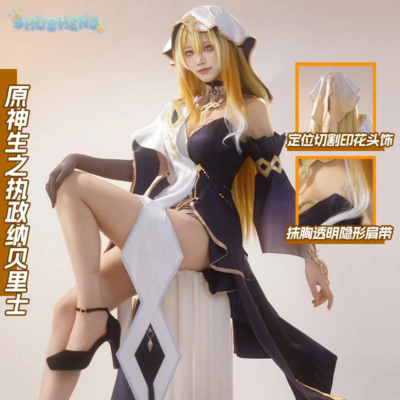 

Naberius Cosplay Costume Game Genshint Impac Women new sexy dress headwear prop Halloween carnival role play Naberius uniform