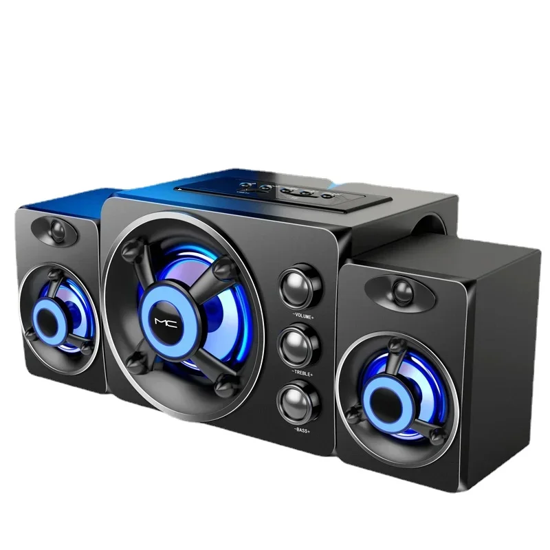 Haut-parleurs HIFI 3D Stéréo LED Colorés avec Lumières LED, Audio Bluetooth Filaire et Sans Fil, Son Surround Home Cinéma pour Bar et TV