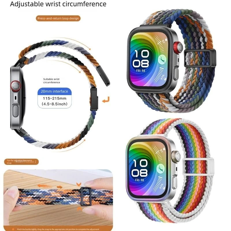 Multiple Color Interchangeable Straps Wear Resistant Nylon Watch Band Everyday Wear Watch Straps Suitable for fit3/4/4Pro F19E