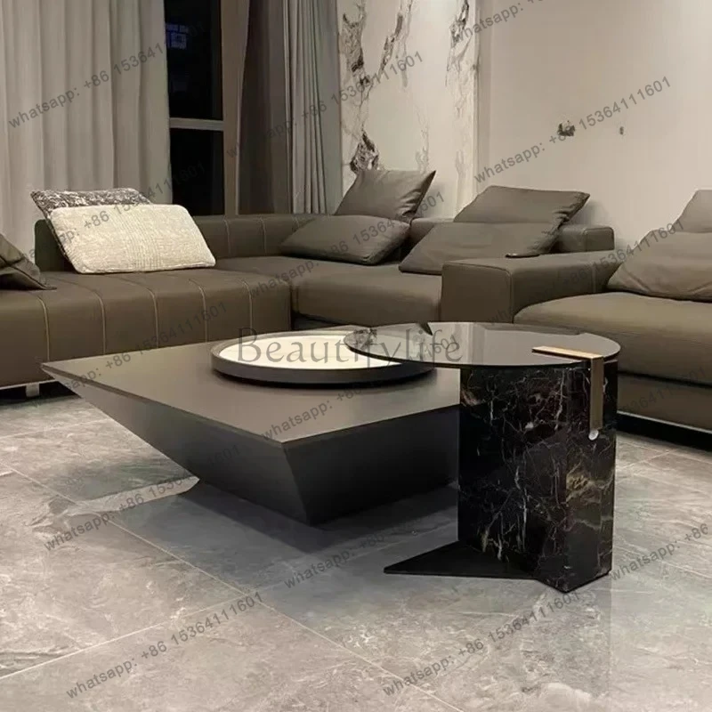 Best Sellers  Light Luxury Minimalist Coffee Table TV Cabinet Combination Living Room Solid Wood Tea Table Tempered Glass Mo