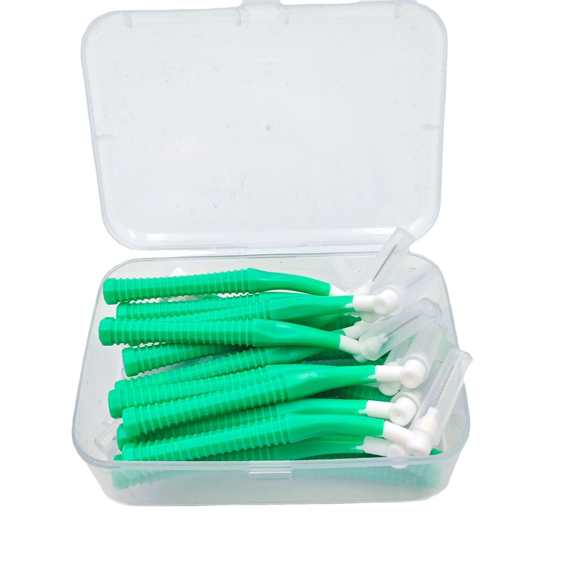 20 piezas-cepillo Interdental en forma de L para ortodoncia, herramientas de limpieza Dental, Mini cepillo suave con cubierta antipolvo