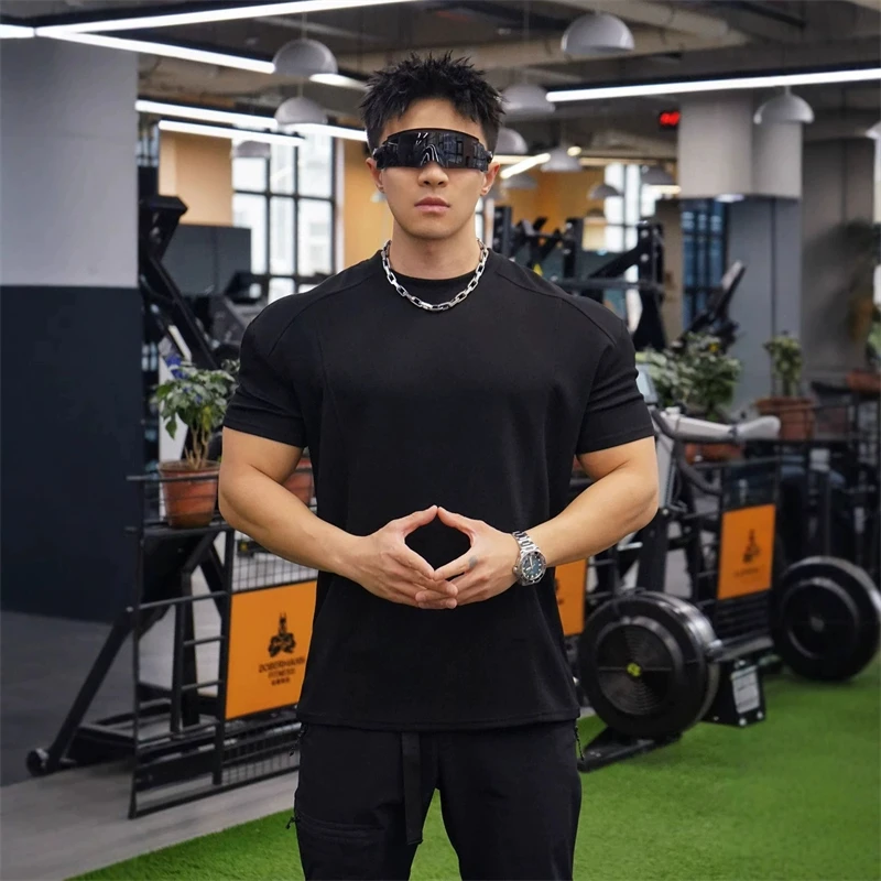 2025 New Sports Fitness Short Sleeve T-Shirt Men Summer Round Neck Quick Drying Breathable Fitness Tops Training Men T-Shirt