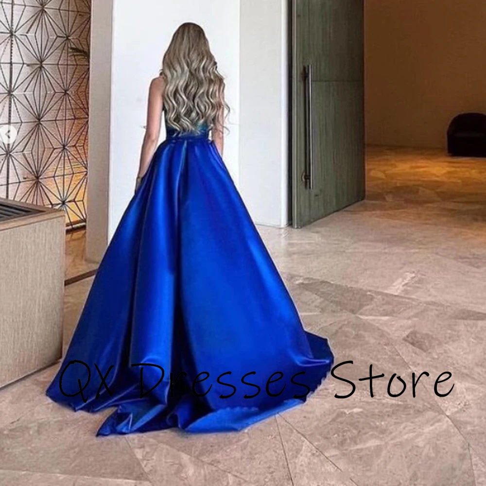 Customized Yipeisha Elegant Long Satin Evening Dresses Criss-Cross Strapless With Watteau Train Straight Ankle Length Formal Gal