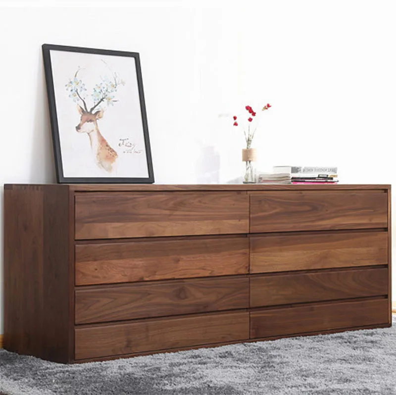 Black walnut chest cabinet All solid wood log locker Eight bucket cabinet Storage cabinet Furniture