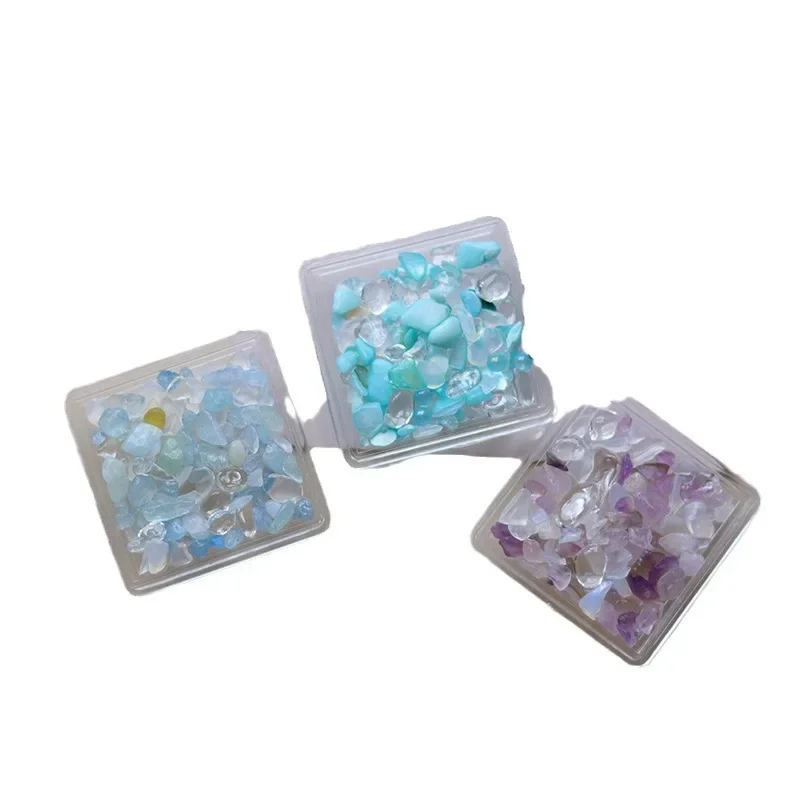 Natural Stones Transparent Blue Purple Crystal Creative Nail Rhinestones Irregular Unique Nail Art Decorations Clear Tips