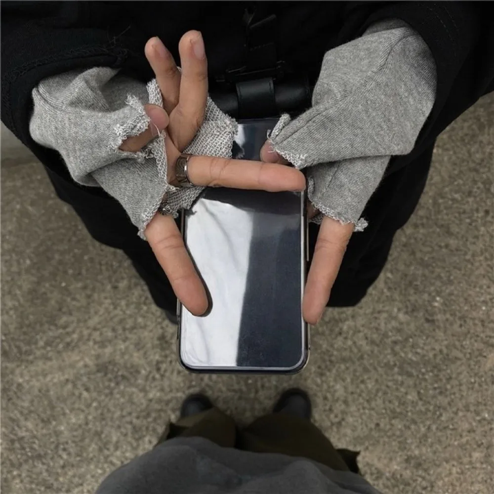 

Elastic Hip-hop Irregular Tear-edge Gloves Punk Subculture Grunge Style Fingerless Gloves Trends Y2K Ripped Mittens Daily