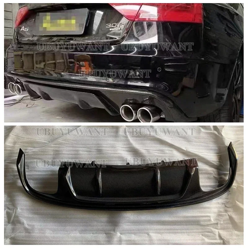Rear Bumper Diffuser Lip Spoiler For Audi A5 S-line (ONLY FOR 4 DOORS) 2009 2010 2011 2012-2016 Carbon fiber Non For A5 Standard view 2