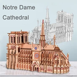 Rompecabezas 3D de madera de la catedral de Notre Dame para niños, modelo de construcción de casa, barco, avión, coche, juguetes educativos para niños, juegos de fiesta