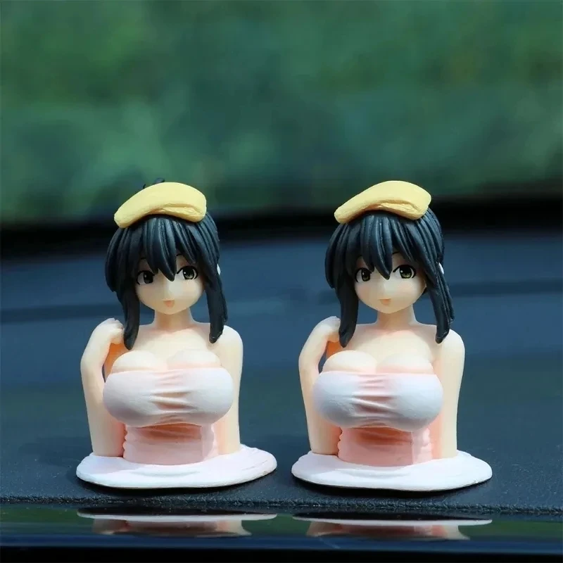 Sexy Anime Shaking Boobs Console Dashboard Interior Accessory Girls Boys Kanako For Car Sexy Doll Figurine Car Decoration GIFT