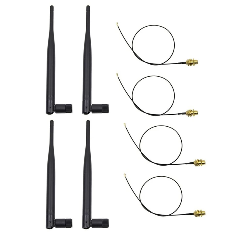 

4 X 6Dbi 2.4Ghz 5Ghz Dual Band Wifi RP-SMA Antenna + 4 X 35Cm U.Fl / IPEX Cable