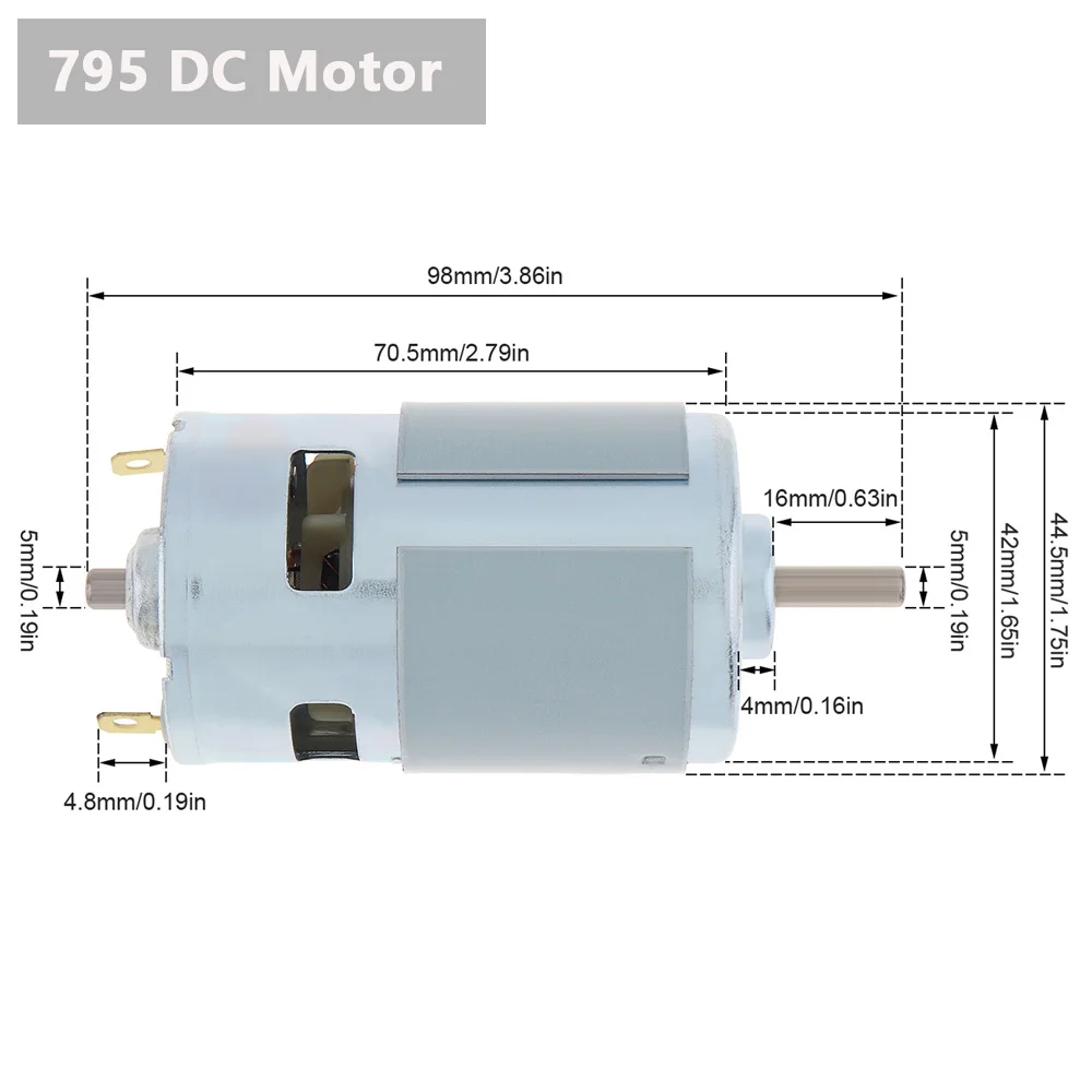 775/795/895 DC Motor 12V/24V High-speed Large Torque Micro Motor for Small Drill / Micro Machine Tools with Double Ball Bearing