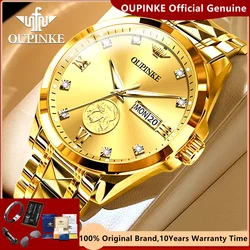 OUPINKE Top Brand Luxury Real Gold Sculpture Dragon Design Mechanial Watch for Men Imported MIYOTA Movement Automatic Man Watch