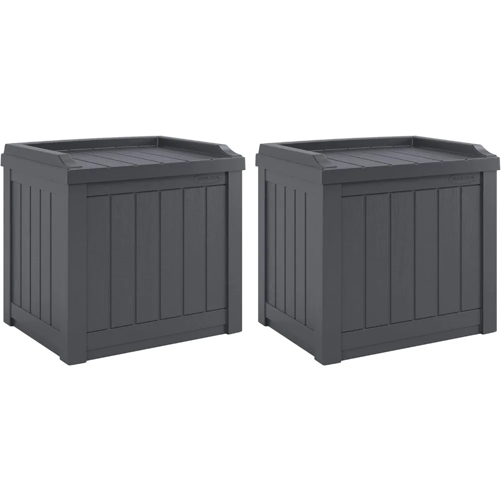 

2 Pack Small Deck Box Storage w/ Bench Seat for Indoor & Outdoor Use, 22 Gal., Cyberspace