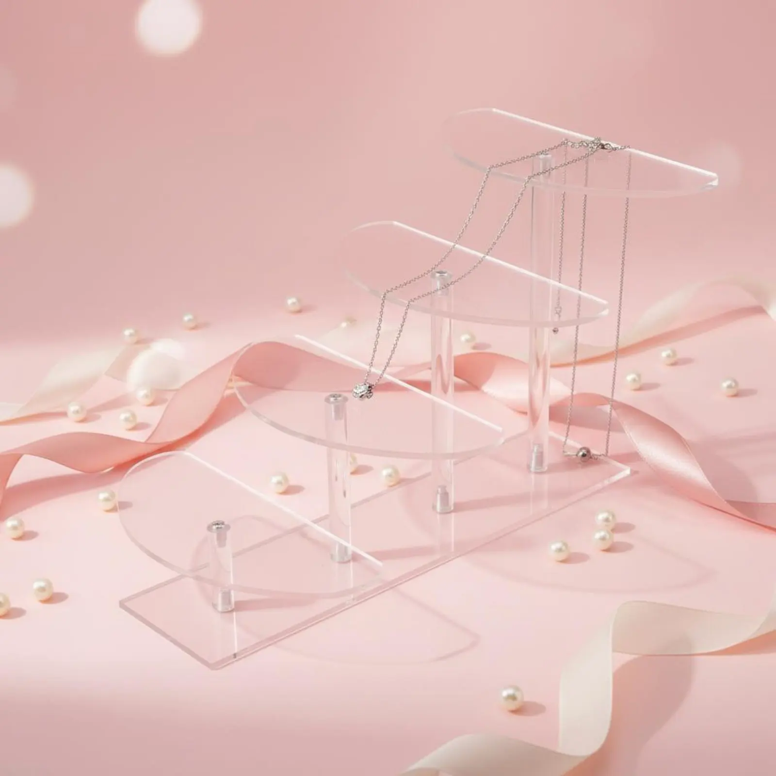 

Acrylic Display Riser Multi-Tier Design Tiered Shelf Organizer Clear Plastic Display Shelf Highly Transparent for Collectors