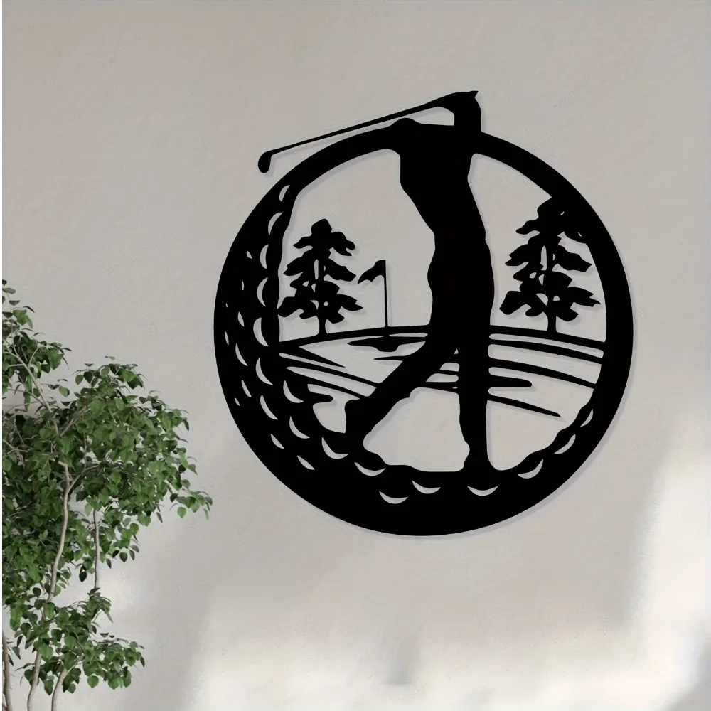 1pc Golf Player Aluminum Plate Wall Art Golfer Swing Pattern Waterproof Metal Painting Modern Home Living Room Art Decor Gift Fo