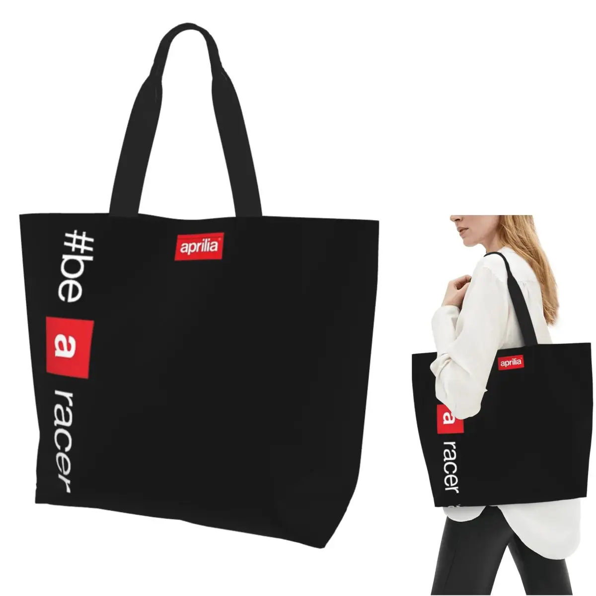 

Aprilia Be A Racer Shopping Tote Bag Canvas Large Capacity Shoulder Bags Shopper Grocery Handbag for Women
