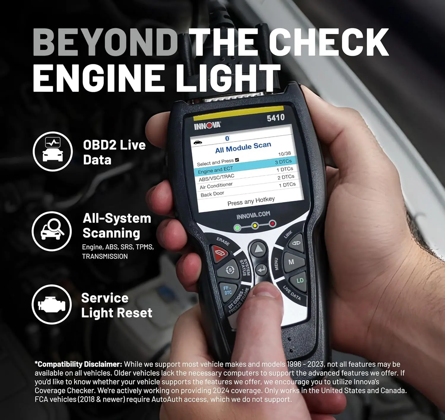 5410 OBD2 スキャナー 車とトラック用 – エンジン、ABS、SRS、トランスミッション用の Bluetooth 自動診断ツール