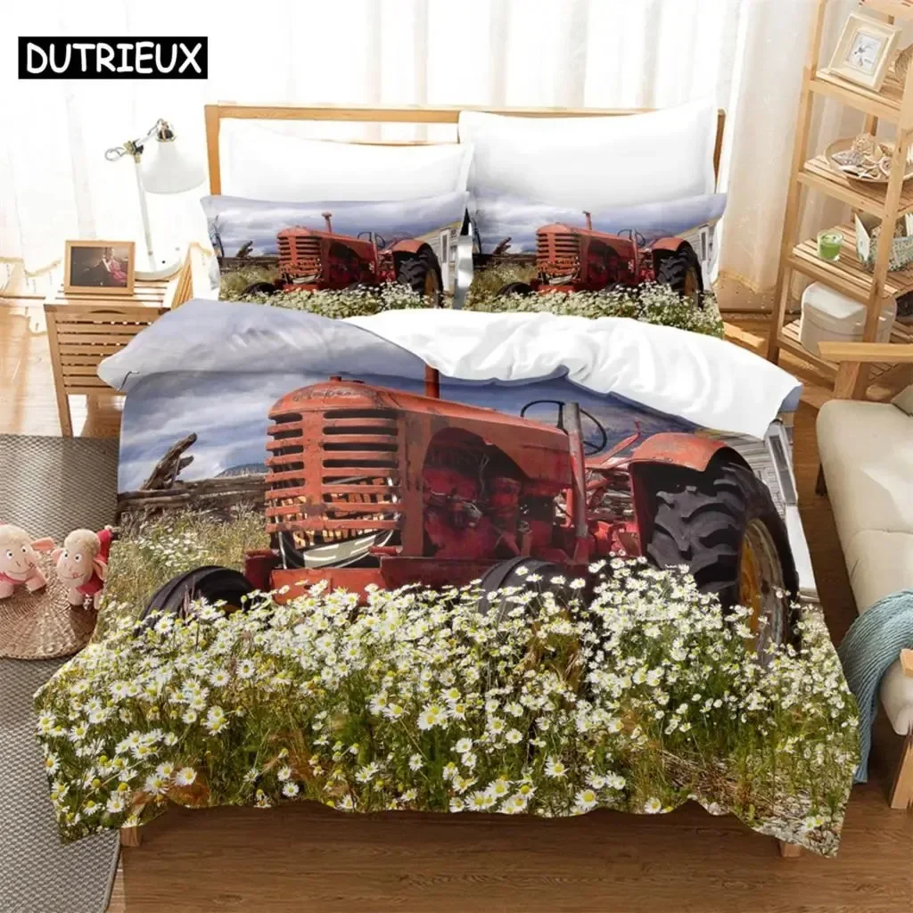 Grain harvester 3D Digital Bedding Set,Duvet Cover + Pillowcase,Popular Style queen bedding set