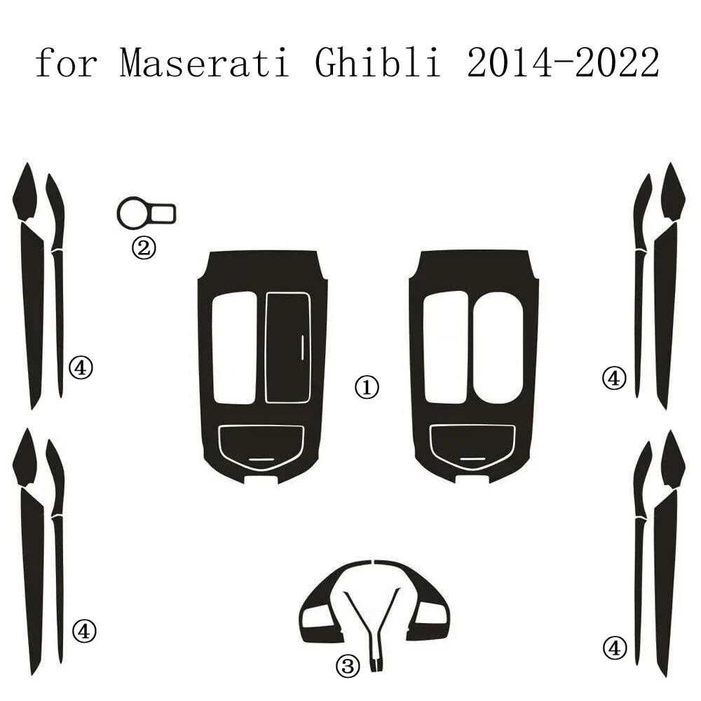 Carbon Fiber For  Maserati Ghibli 2014-2022 Film Interior Stickers Center Console Gear Dashboard Air Door Handle Lift Panel