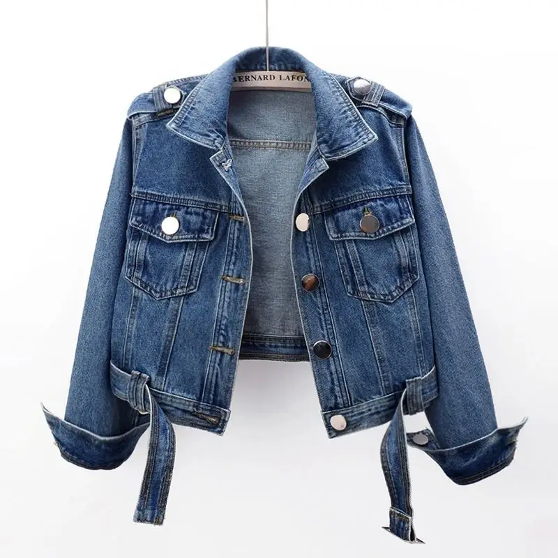 

2024 Spring And Autumn New Short Denim Jacket Women Korean Casual single-breasted jeans coat female Vintage Loose outerwear R226