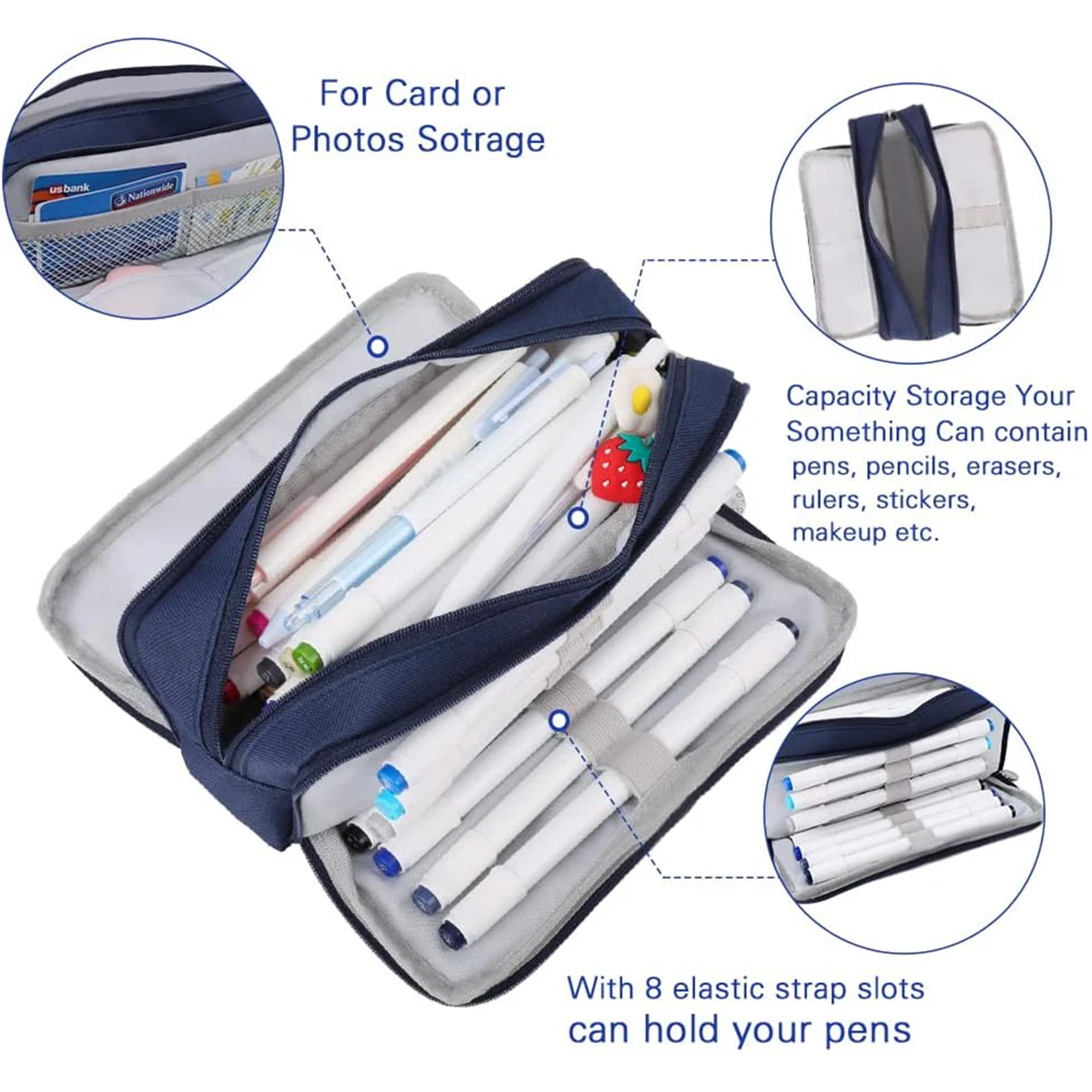 3-layer Pencil Case Large Capacity Simple Stationery Box New High-value Girl Cosmetic Bag Storage Supplies Stationery