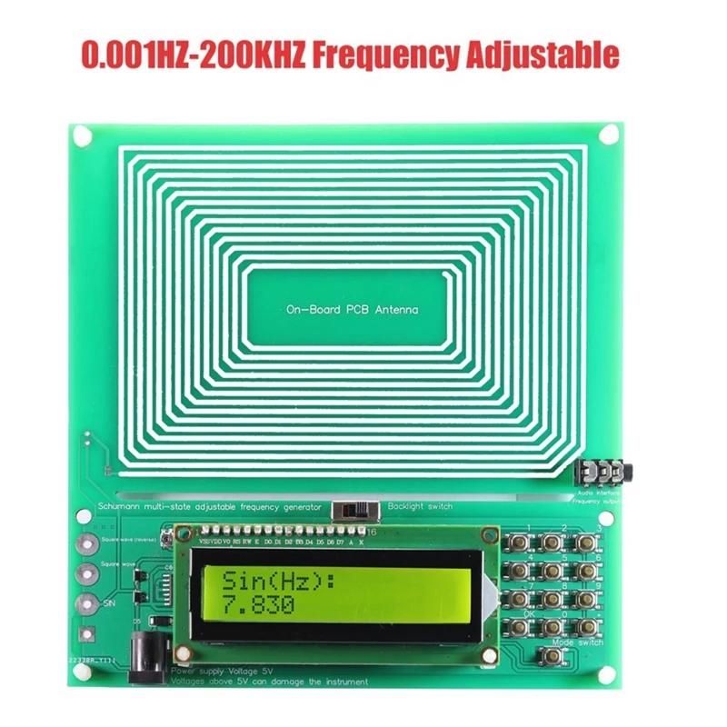 Adjustable 0.001HZ-200KHz 7.83HZ Resonance Ultra-Low Frequency Pulse Wave Generator Audio Resonator Sine Wave-TCES