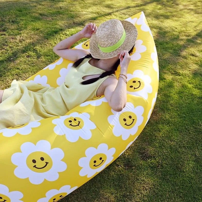 

Camping Equipment Inflatable Sofa Outdoor Lazy Folding Portable Air Bed Picnic Camping Supplies Mattress Air Bed Beach Mat 2