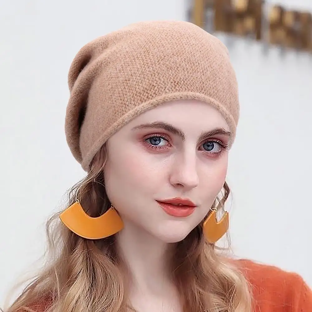 Soft Elastic Viscose Fiber S Knitted Hat for Women Men Warm Winter Ski Cap Soft Cozy Skull Autumn Outdoor Hiking for Weather