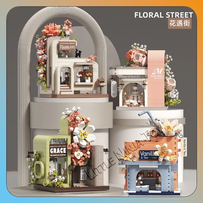 

Street View Beledi Flower Encounters Street Puzzle, handcrafted building block toys, decorative items, birthday gifts for girls