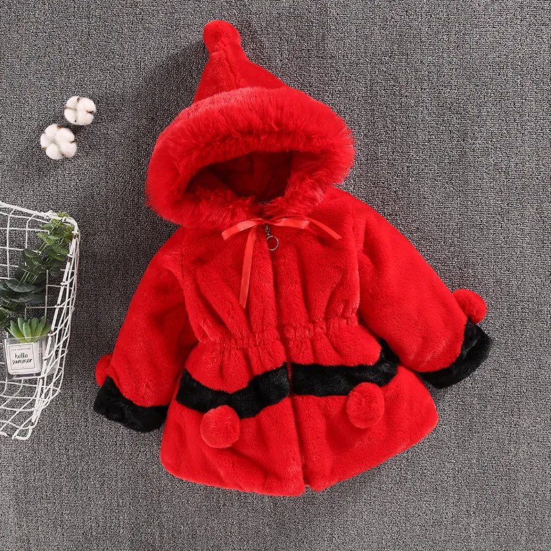 

Girls Winter Warm Chiffon Fur Hooded Jacket coat Thickened 1-7Year old Beibei Korean version Fashion leisure Children's clothing